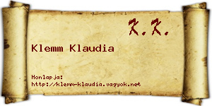Klemm Klaudia névjegykártya